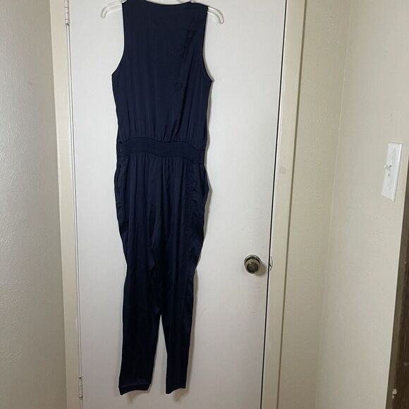 Ramy Brook Navy satin Sleeveless vneck jumpsuit size medium - Picture 6 of 10